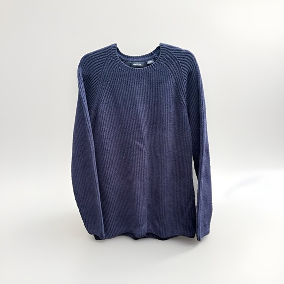 Claiborne Other - Claiborne Mens Navy Blue Ribbed Knit Crewneck Sweater Pullover XL Cotton Blend